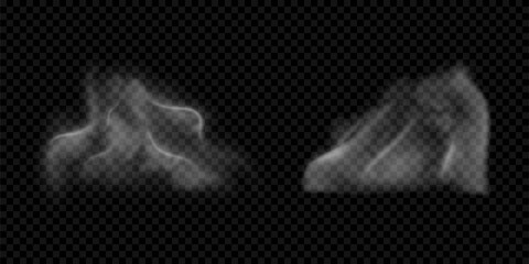 Vector smoke transparent effect. Steam from meal or barbeque, perfume aroma smell