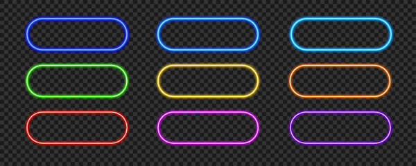 Colorful neon button set. Glowing vector frames with transparency collection. © Olena Go