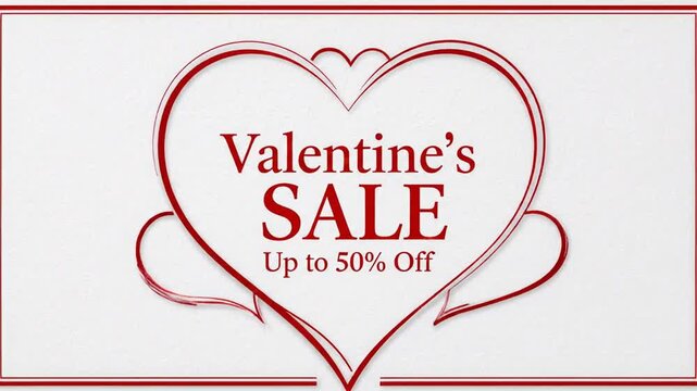 Valentines sale advertisement with heart shaped design and discount offer