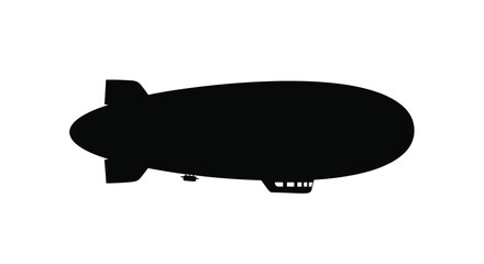 A black silhouette of an airship floating in empty space silhouette © MD