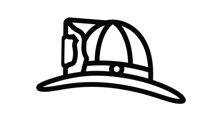 Simple line drawing of a safari hat black and white silhouette © MD