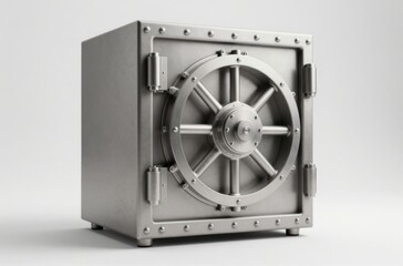 Fototapeta premium Secure Steel Vault with Intricate Wheel Lock Mechanism, Protection, and Security Concept