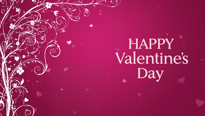 Elegant Valentine's Day Greeting with Swirling Vines and Hearts