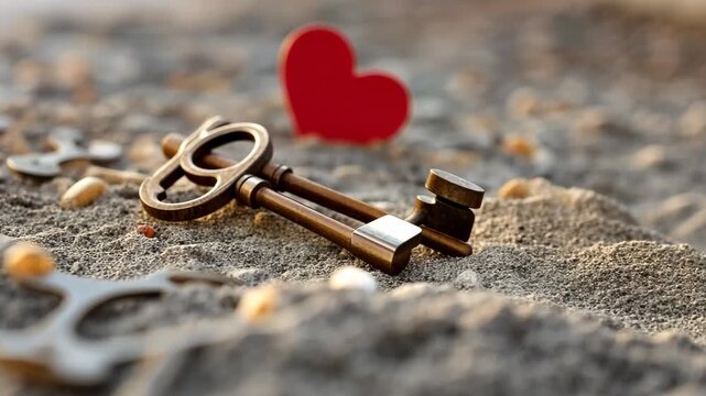 Finding keys and a heart shape on a gravel path during a sunny day in the park while walking leisurely