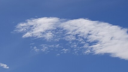 Bright blue sky with scattered white clouds on a sunny morning