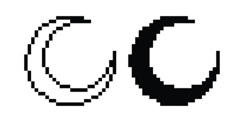 Pixel Moon Icon Retro Night Symbol 8-bit Style Vector. Multipurpose night sky vector icon in outline, glyph, filled outline style. 