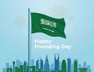 Happy founding day banner illustration.