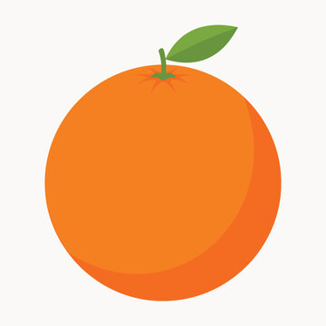 Bright Orange Illustration with Green Leaf - Citrus Fruit Icon for Freshness and Vitamin C