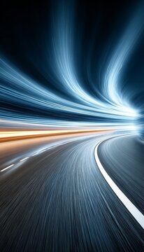 Dynamic Motion Capture of a High-Speed Journey on a Winding Asphalt Road with Light Trails