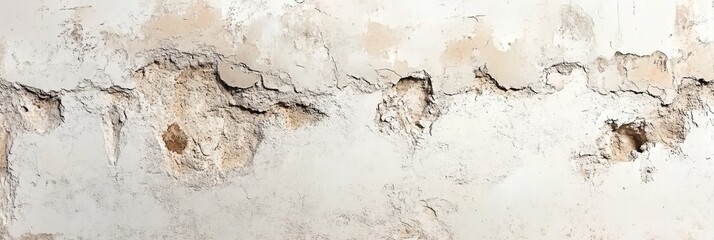 Naklejka premium Vintage Plaster Texture Featuring Decayed Paint in Beige and White with Cracks on Wall Surface