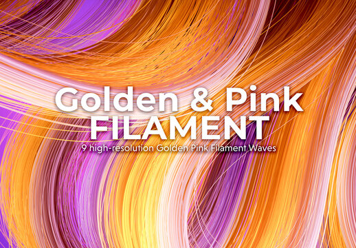 Golden Pink Filament Waves Backgrounds