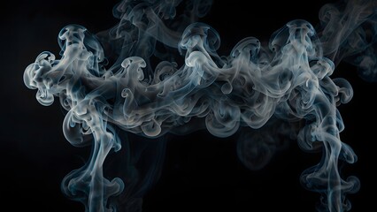 Ethereal smoke dance, abstract steamy whisps on a black canvas, smoke, grey smoke black background cutout, light smoke on black background and aesthetic looking smoke texture.