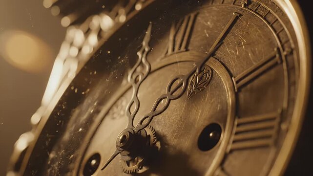 Close up of an antique clock showing the passage of time.