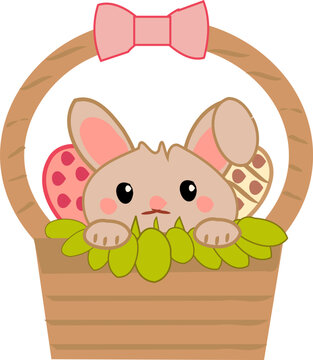 Cute Easter bunny baby in an Easter Basket