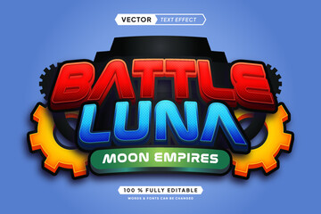Text effect editable battle luna 3d gaming cartoon font style