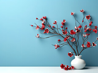 Elegant light blue backdrop with intricate shadows cast by tree branches