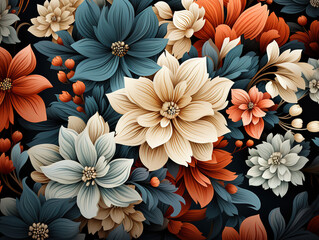 Charcoal wallpaper featuring small floral patterns in a seamless design