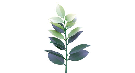 Obraz premium Stylized Green Leafy Branch on White Background