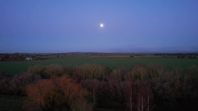 Epic Ireland farmland at dusk in Kildare winter evening