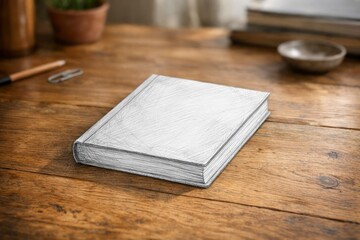 Pencil Sketch Book on a Real Wooden Desk