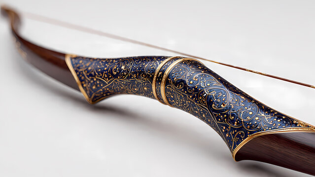 Majestic Ornate Bow with Gold and Blue Intricate Filigree Design