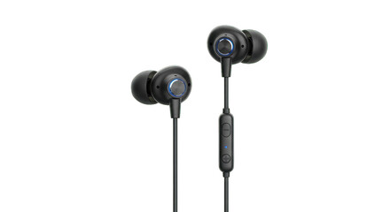 Fototapeta premium Studio shot of wireless earphones offering clear sound and ambient noise reduction features with a
