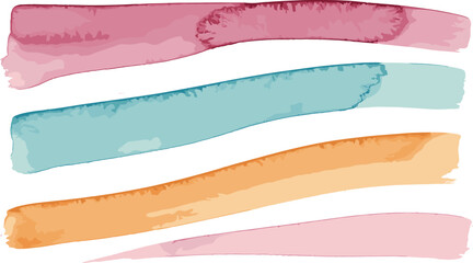 Obraz premium Abstract Watercolor Brush Strokes Vector Set with Soft Pastel Paint Textures and Artistic Lines