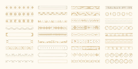 Collection of ornate golden dividers and borders for design elements