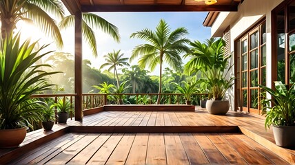 Fototapeta premium tropical garden with palm trees
