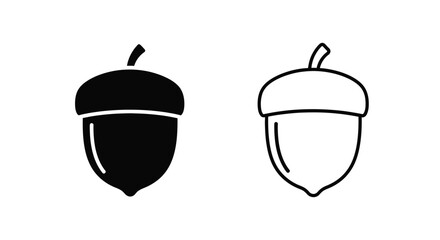 Two acorn illustrations one solid and one outlined a stark contrast silhouette © MDHOJAIFA