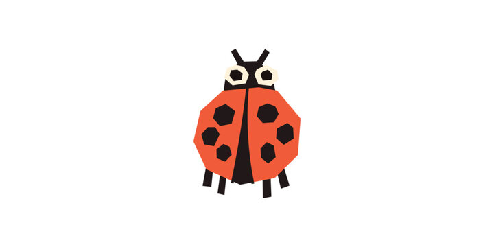 Ladybug insect cutout cute handmade for kids. Cute ladybug artwork for children posters and stickers.