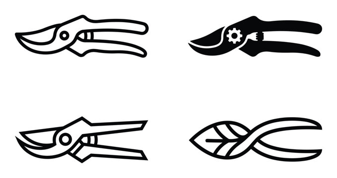 Pruning Shears Vector Icons Set. Gardening Scissors and Secateurs Design Collection