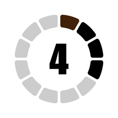 Number 4 progress indicator in a circular loading animation, illustrating a step or stage in a digital process with visual segments for interface design