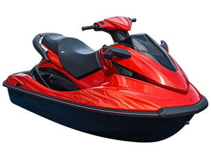 Naklejka premium Red jet ski PNG isolated on transparent background, personal watercraft for recreation and summer fun, water sports vehicle