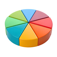 Fototapeta premium Colorful pie chart illustration with eight segments against a black background