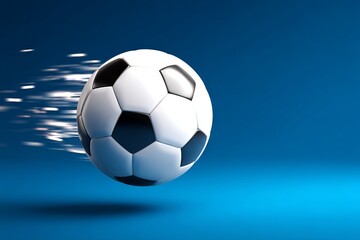 Fototapeta premium 3D Soccer Ball in Motion with Deep Blue Background and Motion Blur Effect