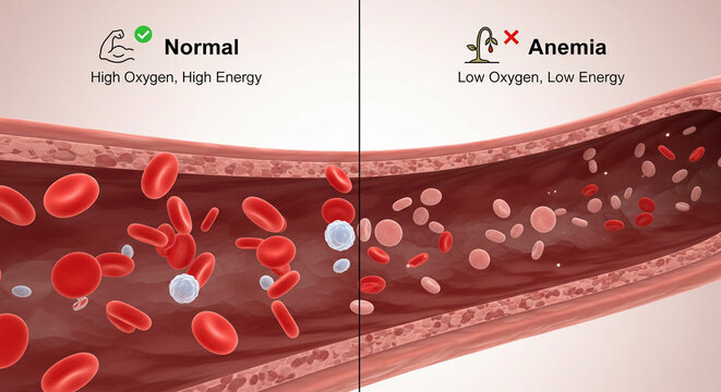 Comparison of normal and anemic blood flow in vessels