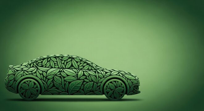 Eco friendly car recycling concept sustainable vehicle made from recycled materials for a greener tomorrow