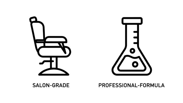 Salon and Science Icons: Barber Chair and Flask, representing professional services and product formulation