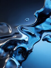 A blue and silver melted liquid interface