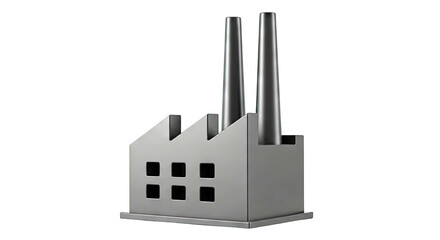 Naklejka premium Minimalist Black Factory Icon with Chimneys