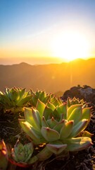 Succulents at Sunset - A Desert Landscape.