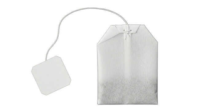 Isolated teabag on a black backdrop showcasing a minimalistic culinary theme suitable for