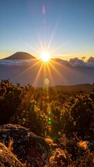 Sunrise Over Mountain Peak - A Golden Dawn Landscape.