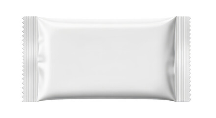 Blank white rectangular foil sachet for a wet wipe or cosmetic food sample. Isolated on transparent background, png