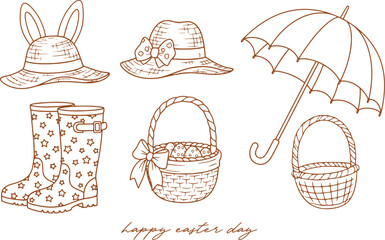 Christian Easter and Spring Hand Drawn Sketch Vector Art