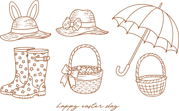 Christian Easter and Spring Hand Drawn Sketch Vector Art