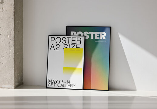 Mockup Of Two Customized Posters In Frames
