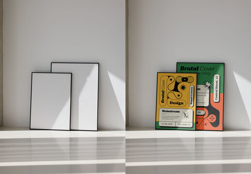 Mockup Of Two Customizable Posters In Frames