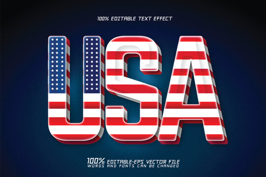 usa united state of america flag in text editable text effect
